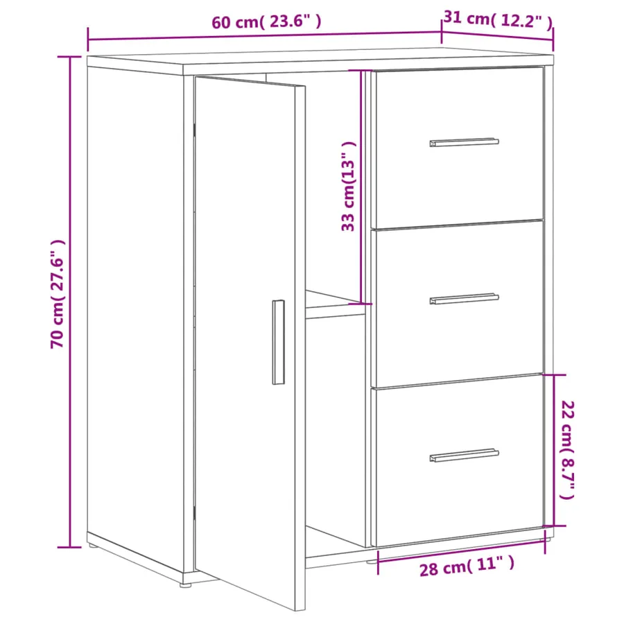 Buffets 2 pcs sonoma gris 60x31x70 cm bois d'ingénierie - 11