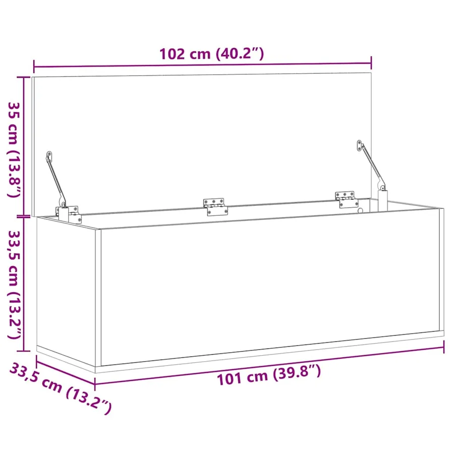 Boîte de rangement blanc 102x35x35 cm bois d'ingénierie - 11