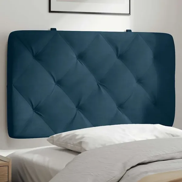 Coussin de tête de lit bleu 80 cm velours