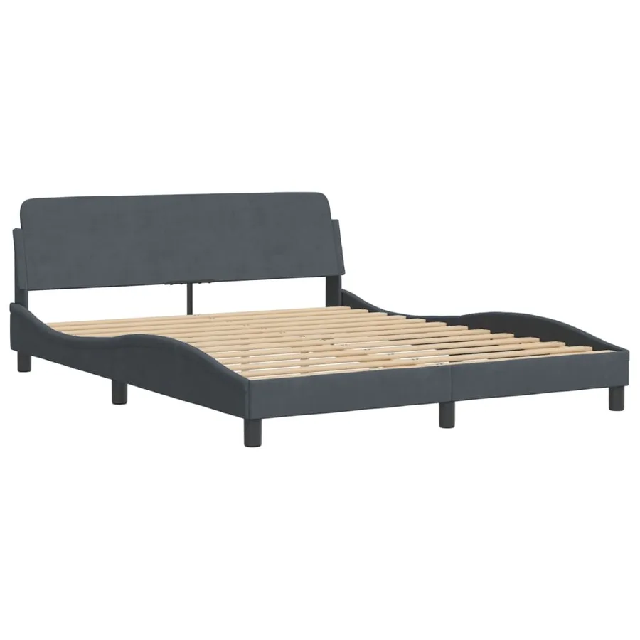 Cadre de lit avec LED sans matelas gris foncé 160x200cm velours - 3
