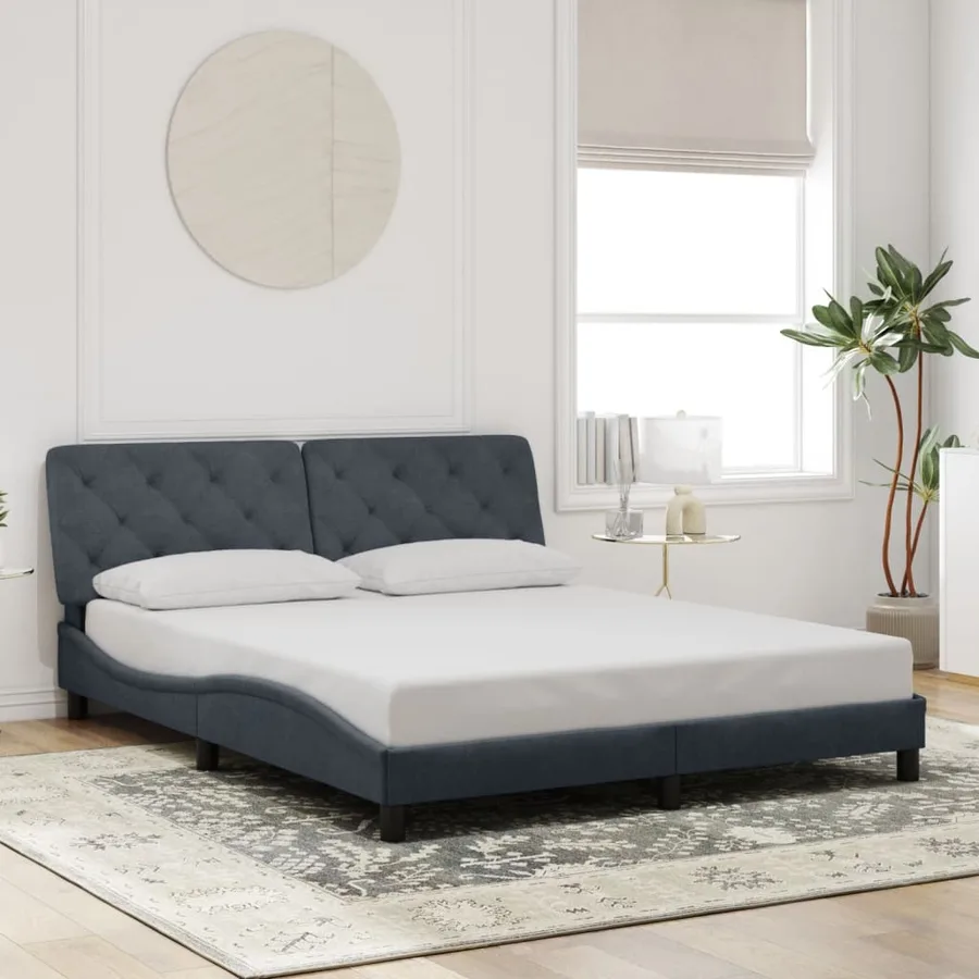 Cadre de lit avec LED sans matelas gris foncé 160x200cm velours - 4