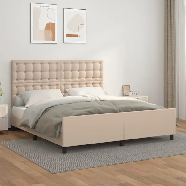 Cadre de lit sans matelas cappuccino 160x200 cm similicuir