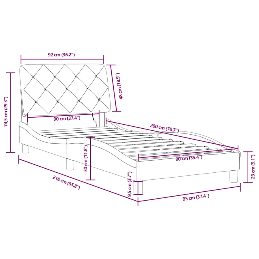 Cadre de lit avec LED sans matelas vert foncé 90x200 cm velours - 15
