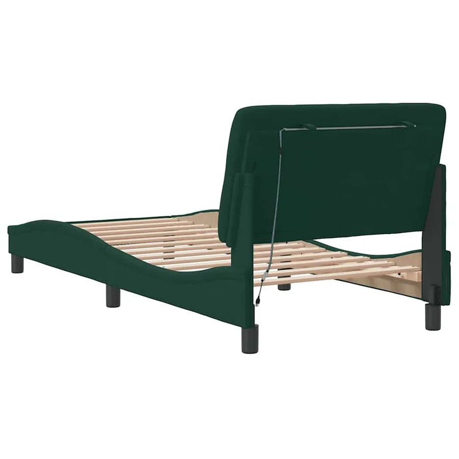 Cadre de lit avec LED sans matelas vert foncé 90x200 cm velours - 8