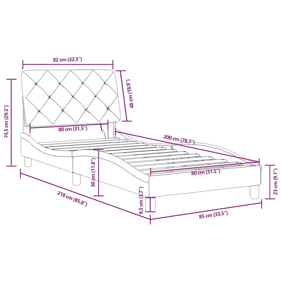 Cadre de lit avec LED sans matelas vert foncé 80x200 cm velours - 15