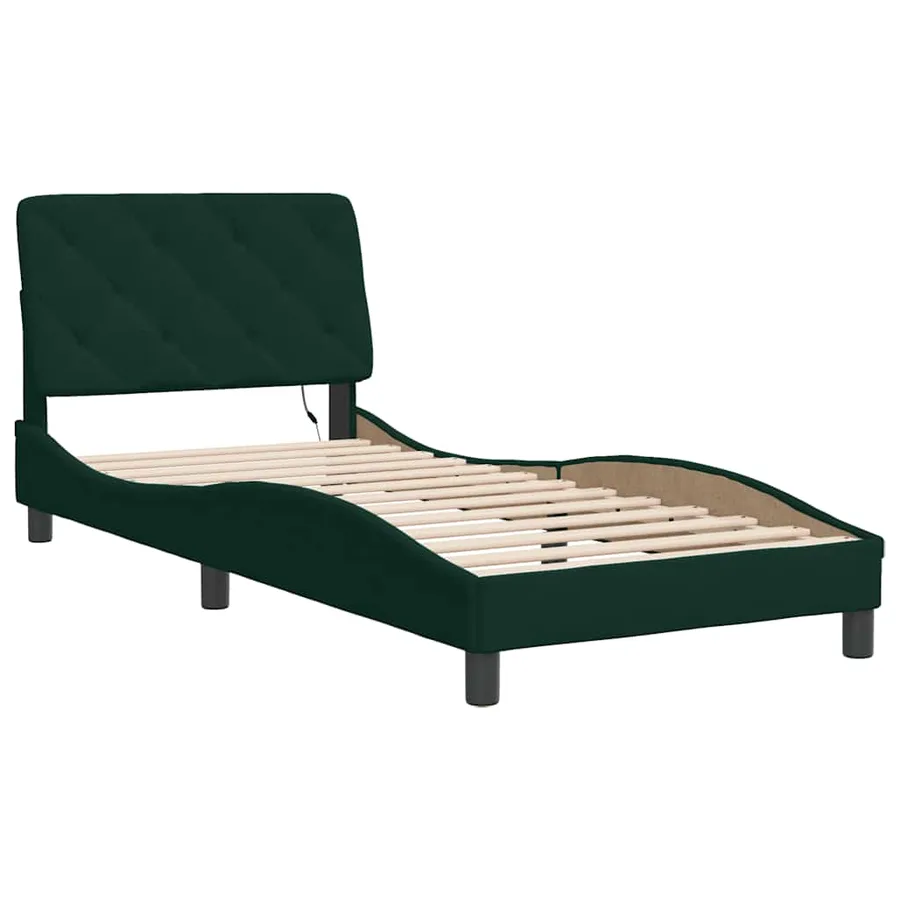 Cadre de lit avec LED sans matelas vert foncé 80x200 cm velours - 3