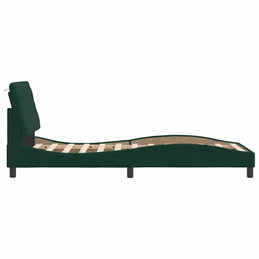 Cadre de lit avec LED sans matelas vert foncé 80x200 cm velours - 7