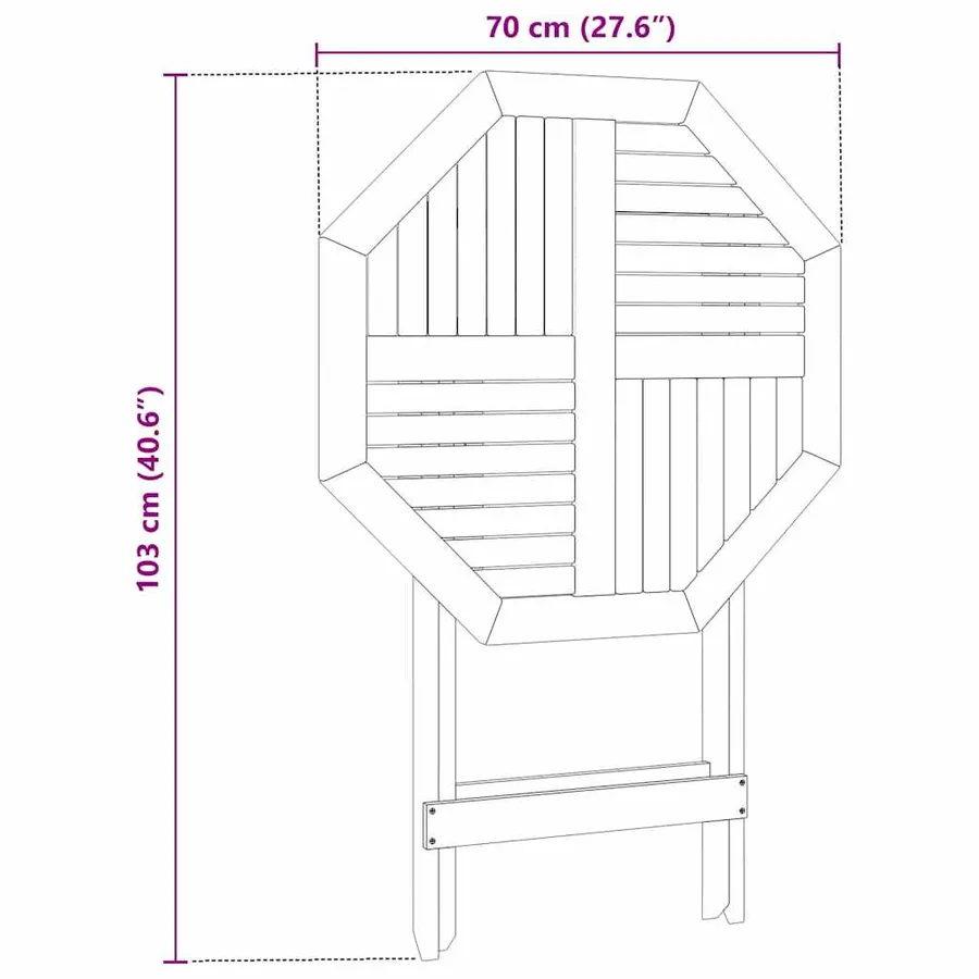 Table pliable de jardin Ø70x75 cm bois d'acacia massif - 12