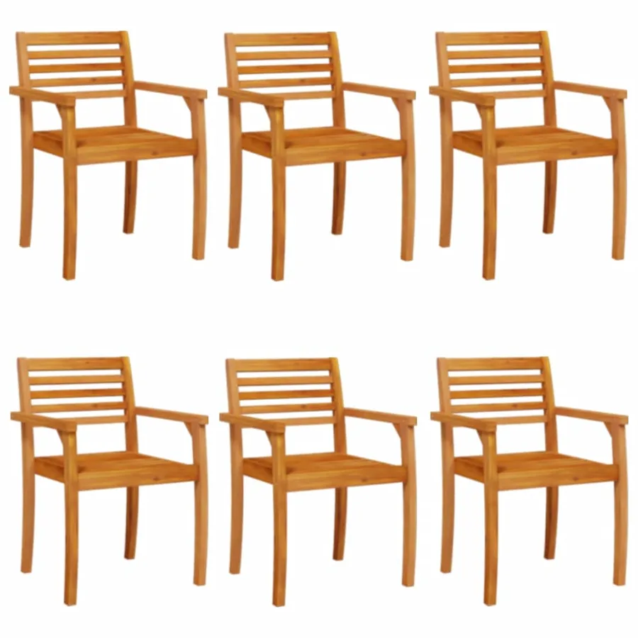 Chaises de jardin lot de 6 59x55x85 bois massif d'acacia - 2