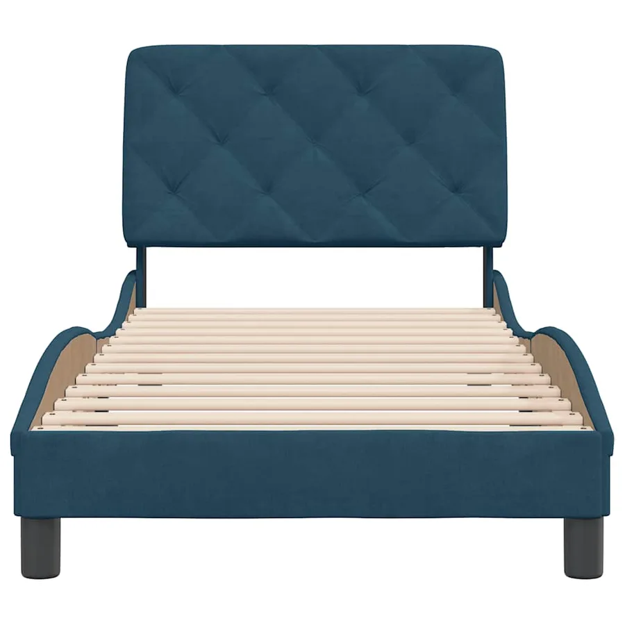 Cadre de lit sans matelas bleu 90x200 cm velours - 5