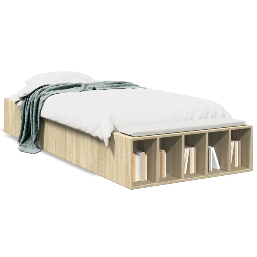 Cadre de lit sans matelas chêne sonoma 75x190 cm - 2