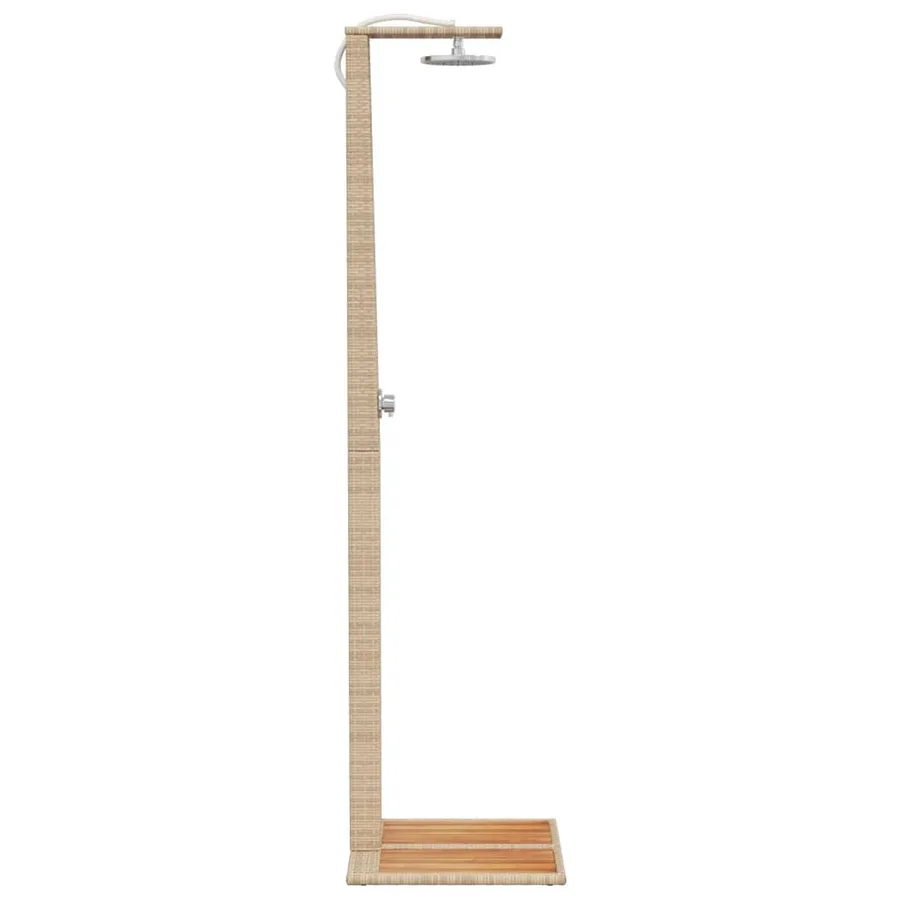 Douche d'extérieur beige 50x55x224cm résine tressée bois acacia - 6