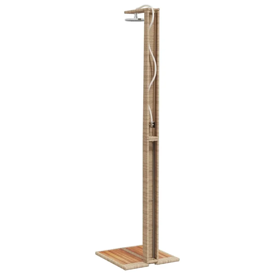 Douche d'extérieur beige 50x55x224cm résine tressée bois acacia - 7