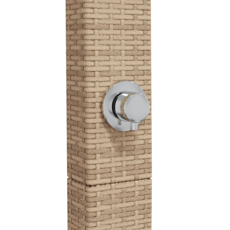 Douche d'extérieur beige 50x55x224cm résine tressée bois acacia - 8