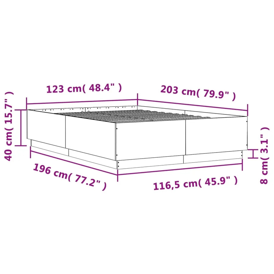 Cadre de lit sans matelas chêne fumé 120x200 cm - 9