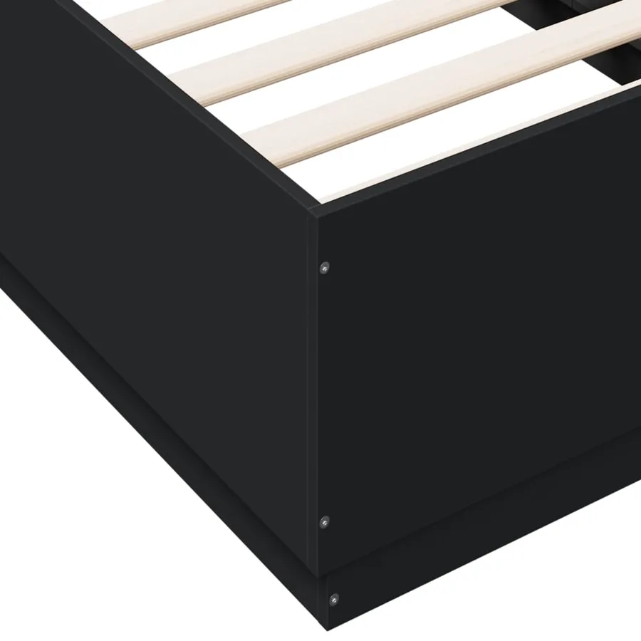 Cadre de lit avec LED sans matelas noir 75x190 cm - 9