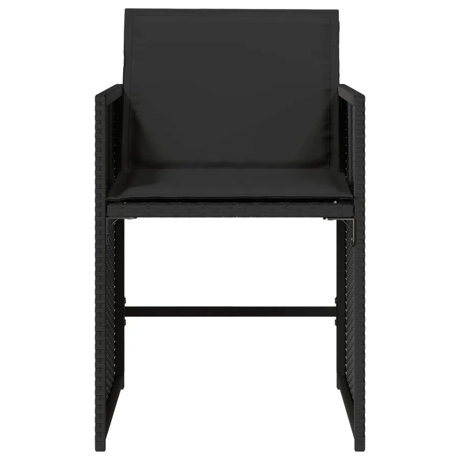 Chaises de jardin lot de 4 avec coussins noir résine tressée - 5