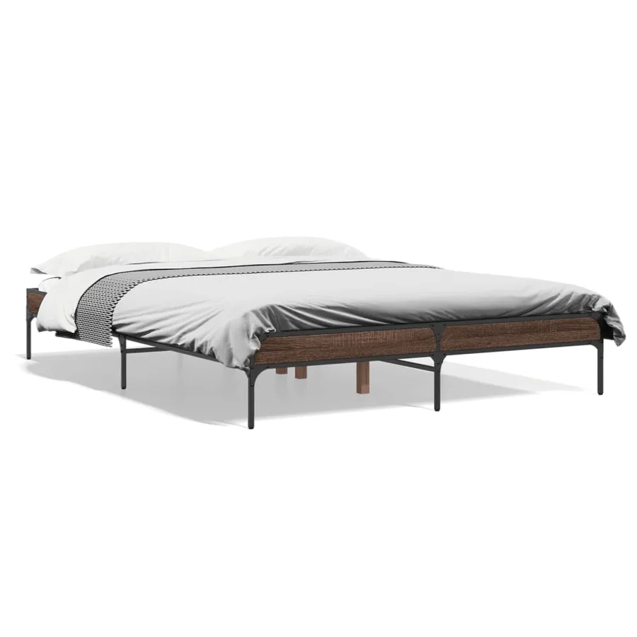 Cadre de lit sans matelas chêne marron 140x200 cm - 2