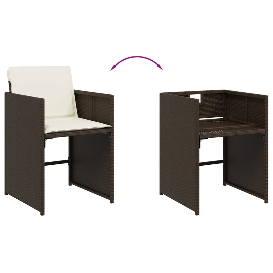 Ensemble à manger de jardin avec coussins 13 pcs marron rotin - 6