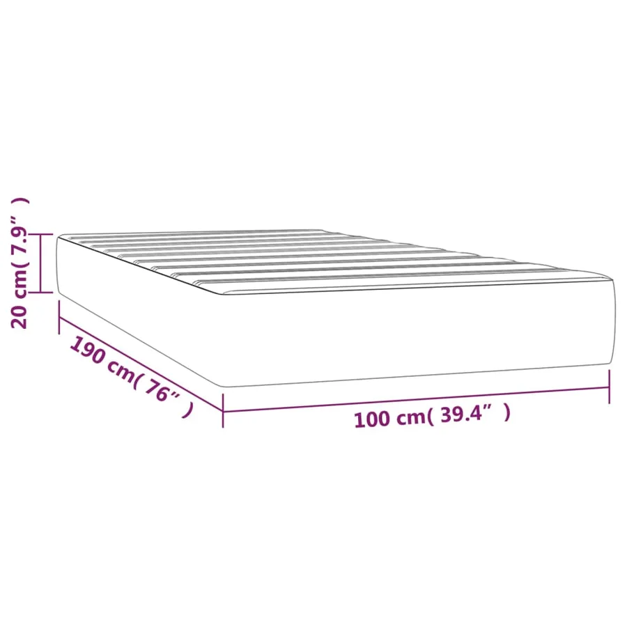 Matelas de lit à ressorts ensachés fermeté moyenne 100x190x20 cm double tissu - 7