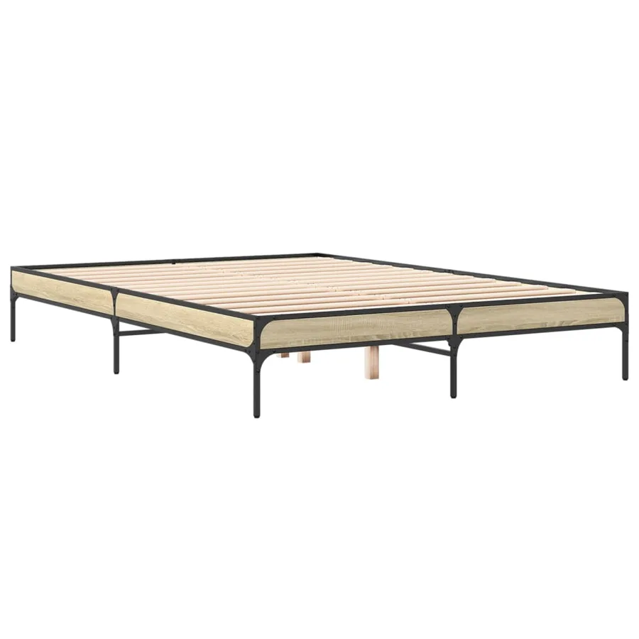 Cadre de lit sans matelas chêne sonoma 140x200 cm - 6