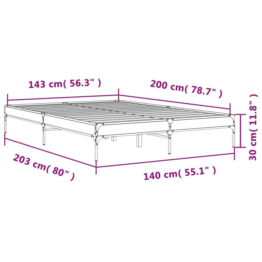 Cadre de lit sans matelas chêne sonoma 140x200 cm - 9