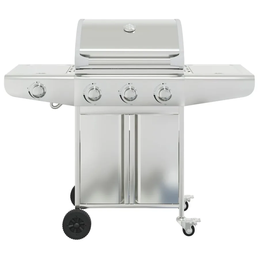 Barbecue gril à gaz avec 4 brûleurs argenté acier inoxydable - 3