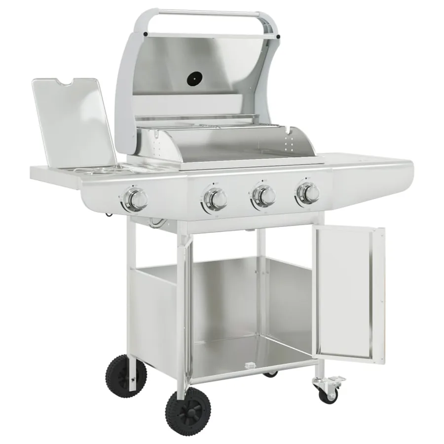 Barbecue gril à gaz avec 4 brûleurs argenté acier inoxydable - 6