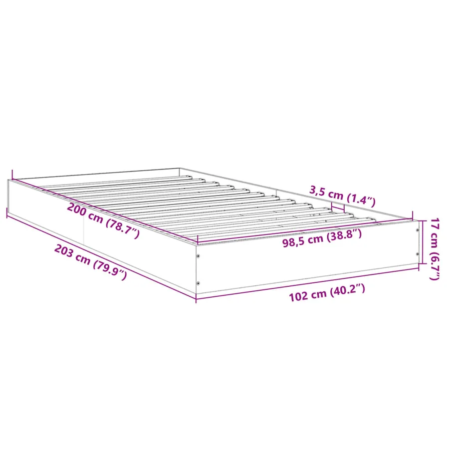 Cadre de lit sans matelas chêne sonoma 100x200 cm - 10