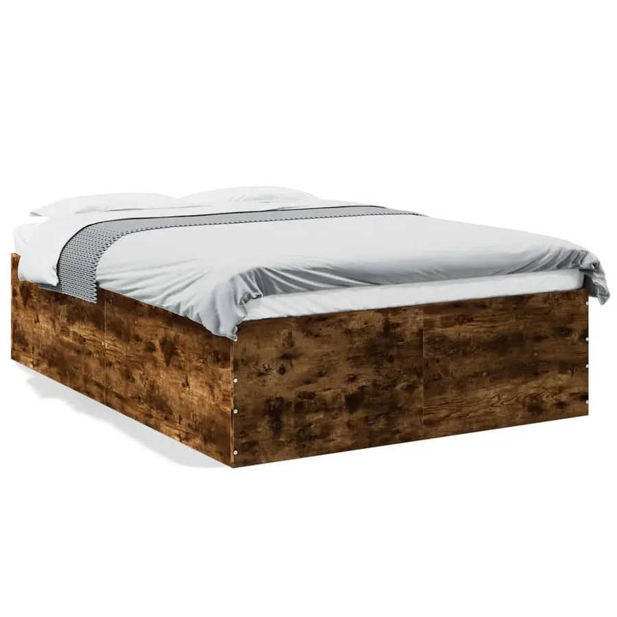 Cadre de lit sans matelas chêne fumé 135x190 cm - 2
