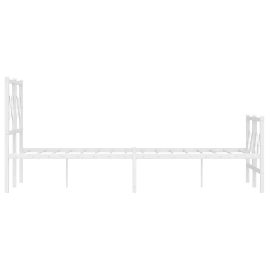 Cadre de lit métal sans matelas et pied de lit blanc 120x190 cm - 6