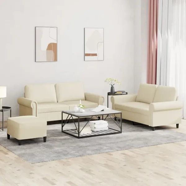 Ensemble de canapés 3 pcs avec coussins Crème Similicuir