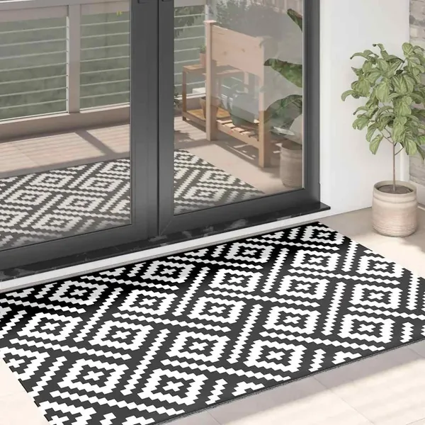 Tapis d'extérieur ARAKIL Blanc et noir 120x180 cm PP