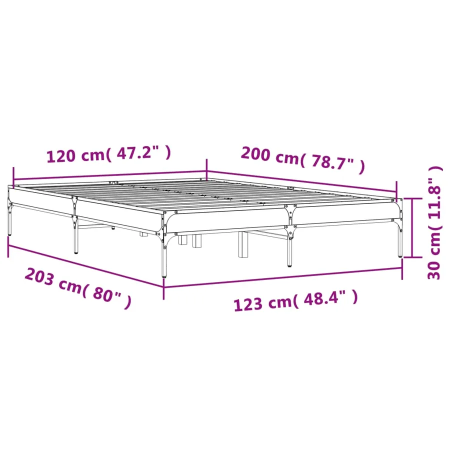 Cadre de lit sans matelas chêne sonoma 120x200 cm - 9