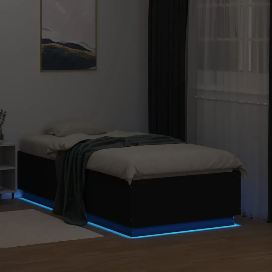 Cadre de lit avec LED sans matelas noir 90x190 cm - 4