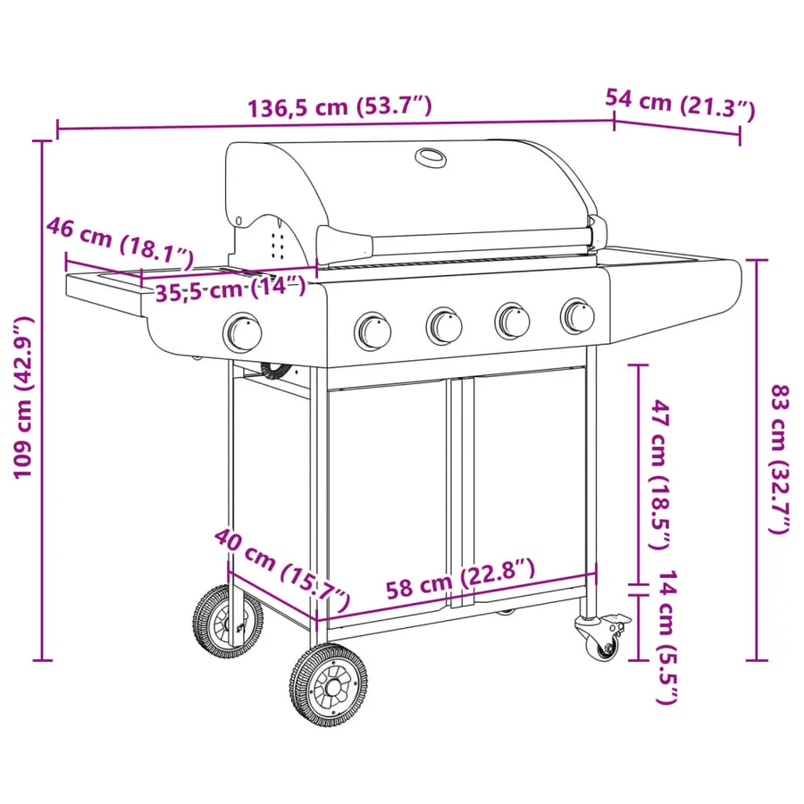 Barbecue à gaz avec 5 brûleurs argenté acier inoxydable - 11