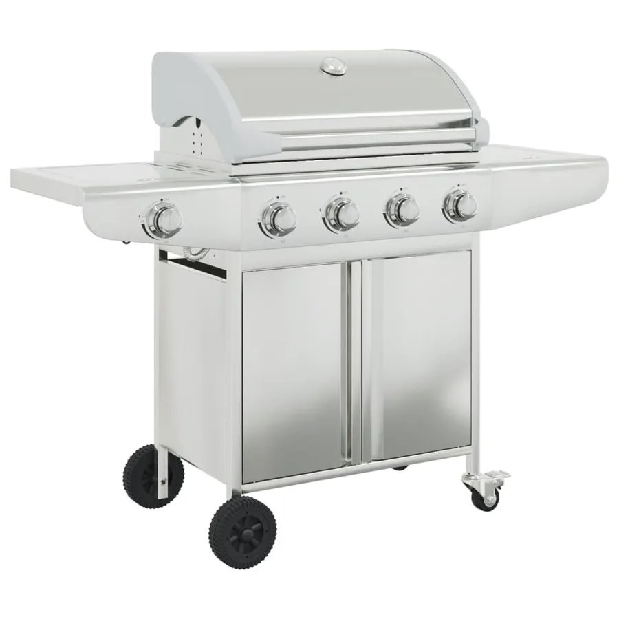Barbecue à gaz avec 5 brûleurs argenté acier inoxydable - 2