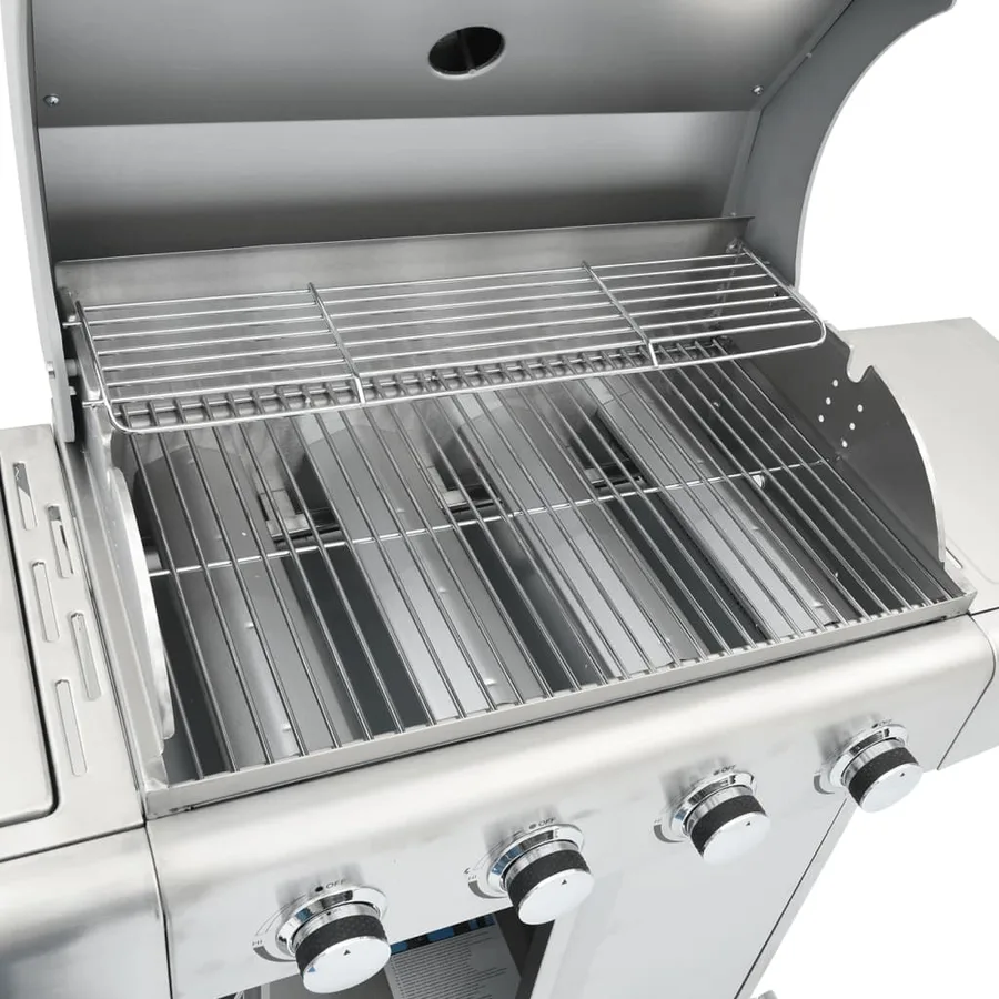 Barbecue à gaz avec 5 brûleurs argenté acier inoxydable - 8