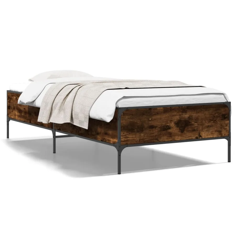 Cadre de lit sans matelas chêne fumé 90x200 cm - 2