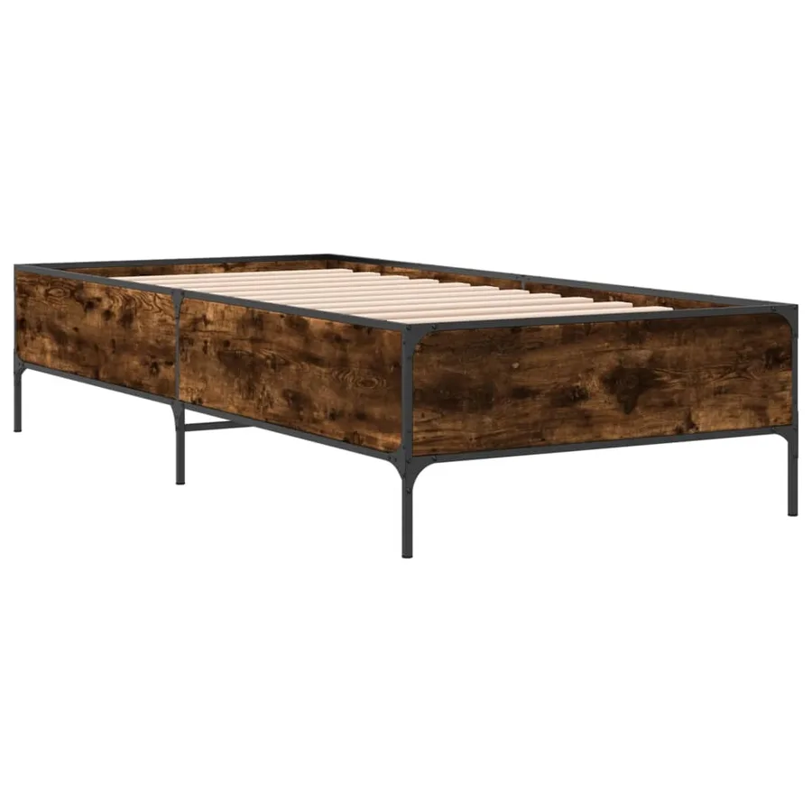 Cadre de lit sans matelas chêne fumé 90x200 cm - 3