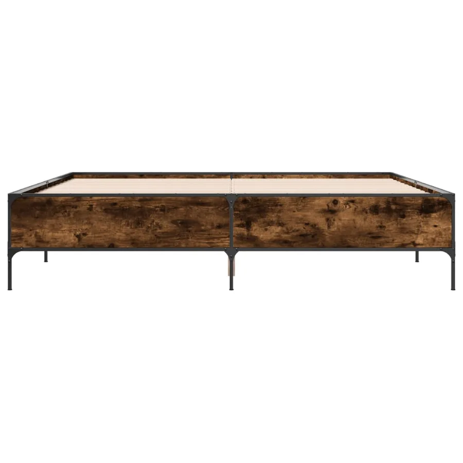 Cadre de lit sans matelas chêne fumé 200x200 cm - 4