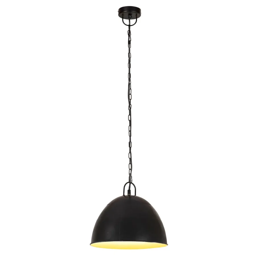 Lampe suspendue industrielle vintage 25 W Noir Rond 31 cm E27 - 2