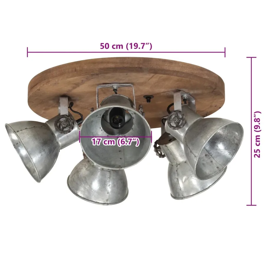 Plafonnier 25 W argent vintage 50x50x25 cm E27 - 8