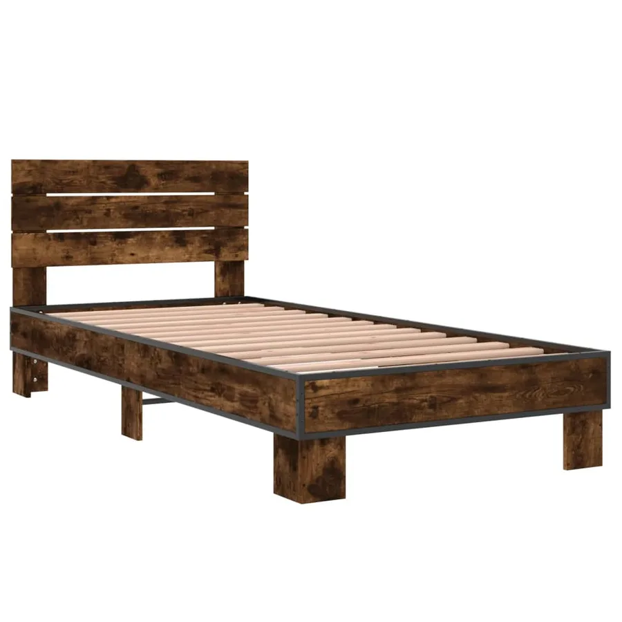 Cadre de lit sans matelas chêne fumé 100x200 cm - 3