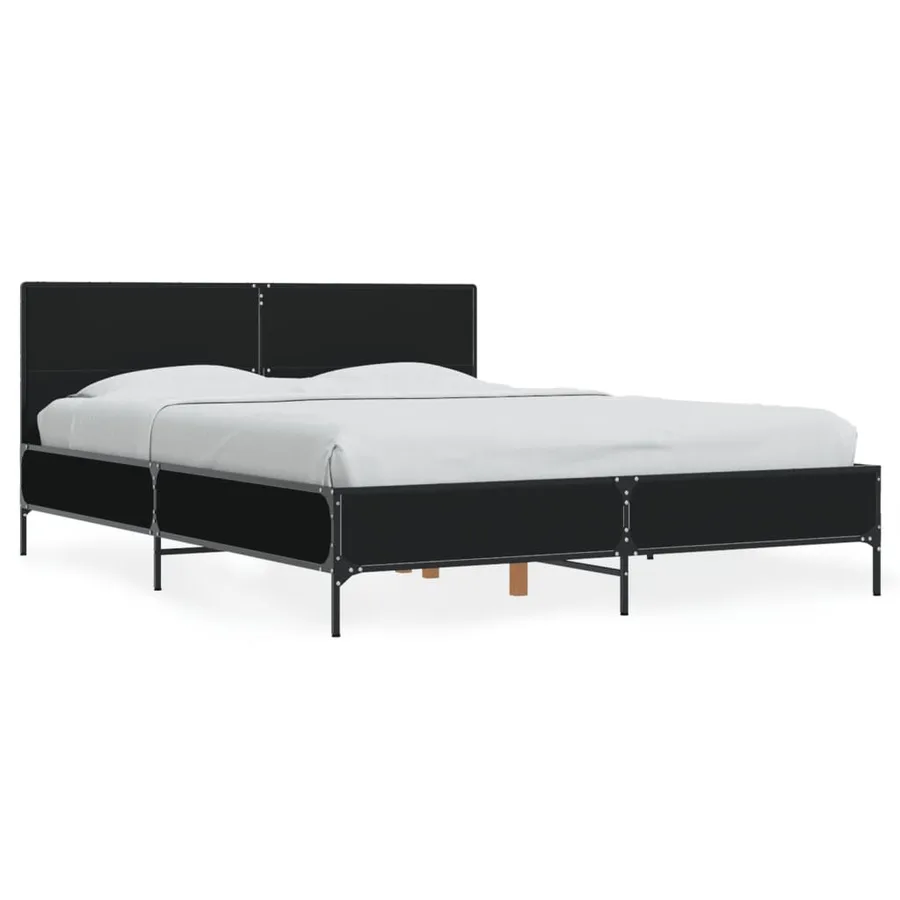 Cadre de lit sans matelas noir 135x190 cm - 2