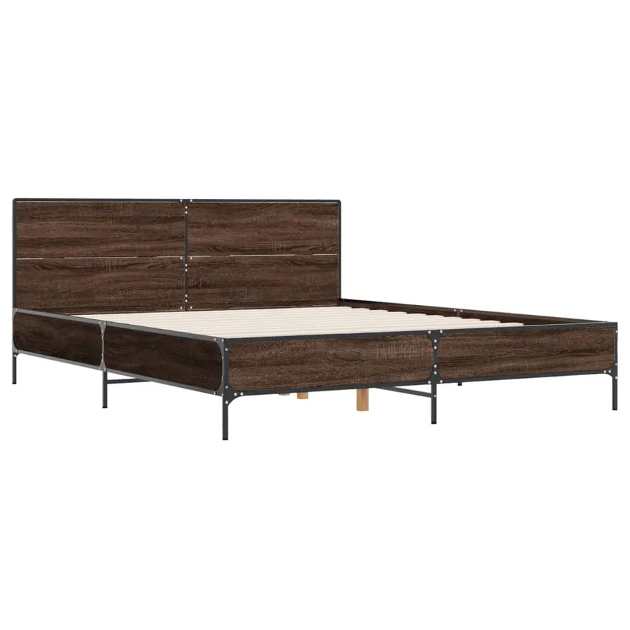 Cadre de lit sans matelas chêne marron 135x190 cm - 3