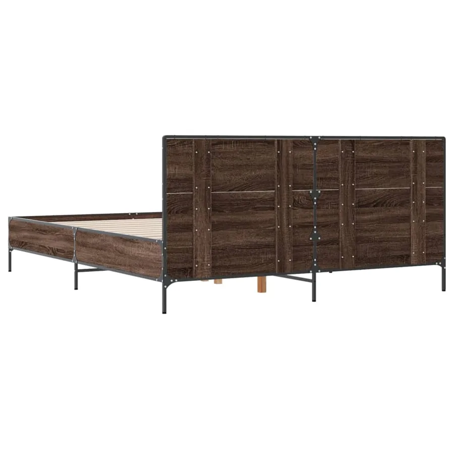 Cadre de lit sans matelas chêne marron 135x190 cm - 6