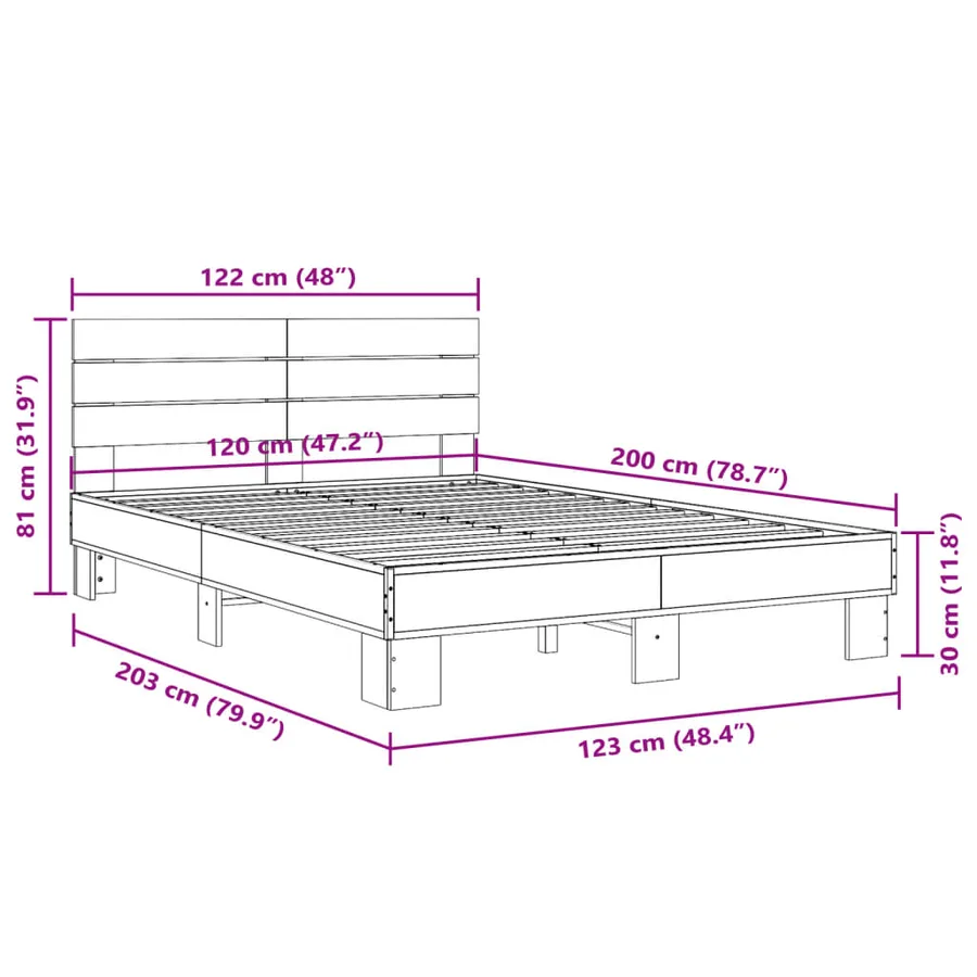 Cadre de lit sans matelas sonoma gris 120x200 cm - 9