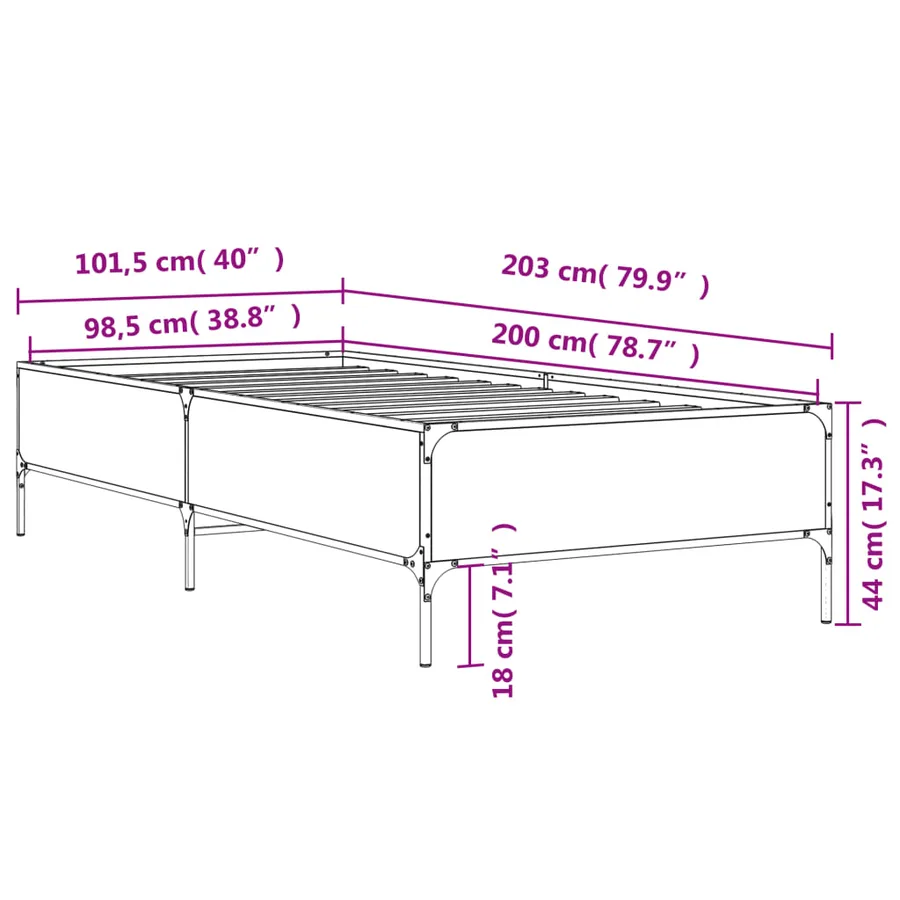 Cadre de lit sans matelas chêne fumé 100x200 cm - 9