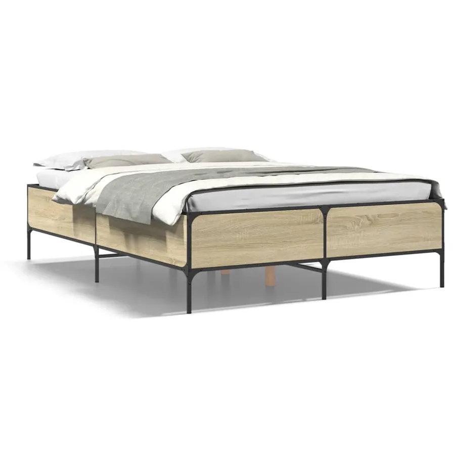 Cadre de lit sans matelas chêne sonoma 140x200 cm - 2